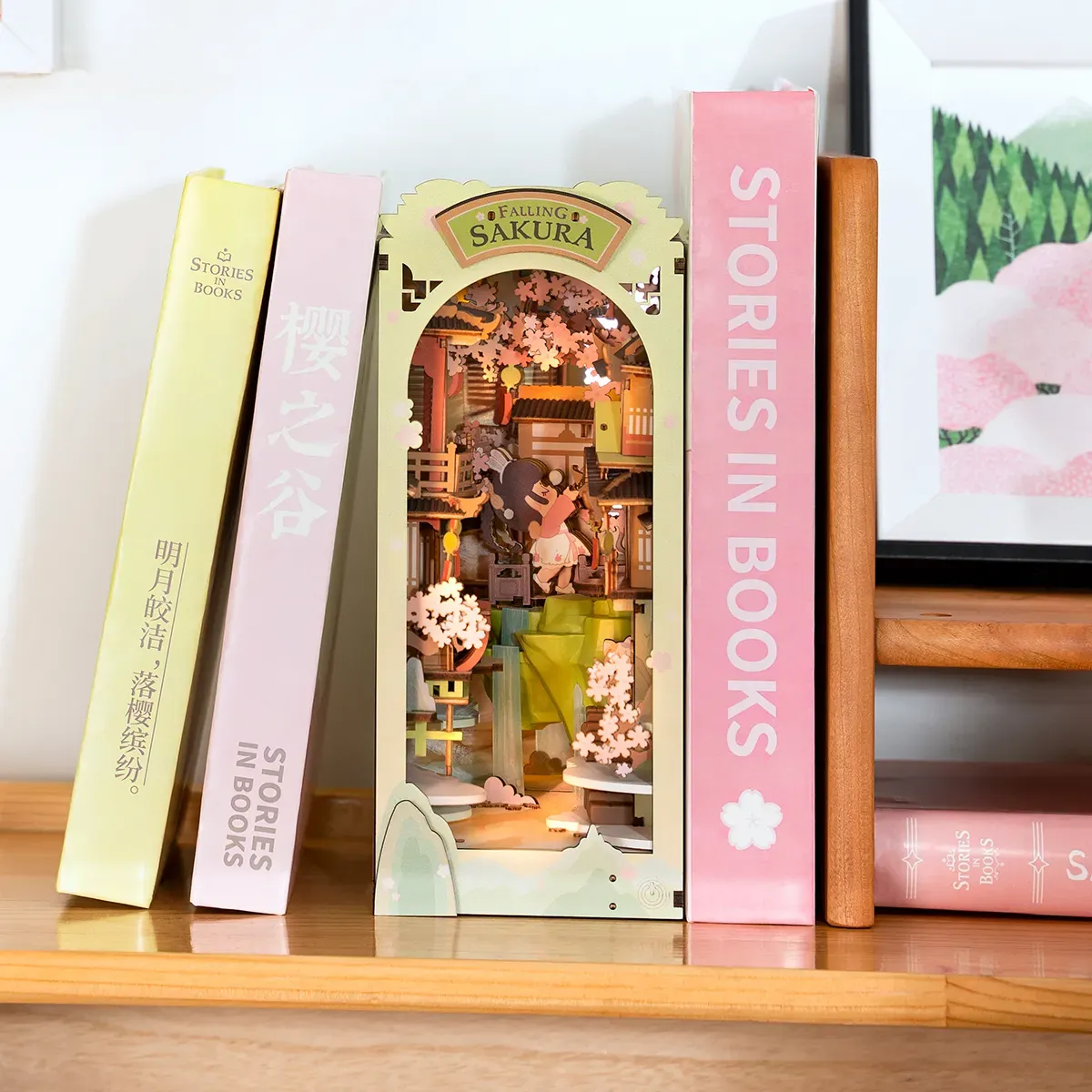 Falling Sakura - Fascinating Book Nook Shelf Insert - Image 4