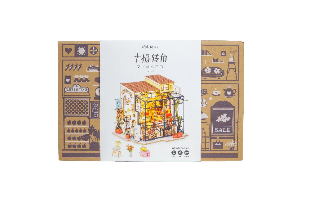 Elegant and sturdy packaging for the Rolife Emily's Flower Shop DIY Miniature House