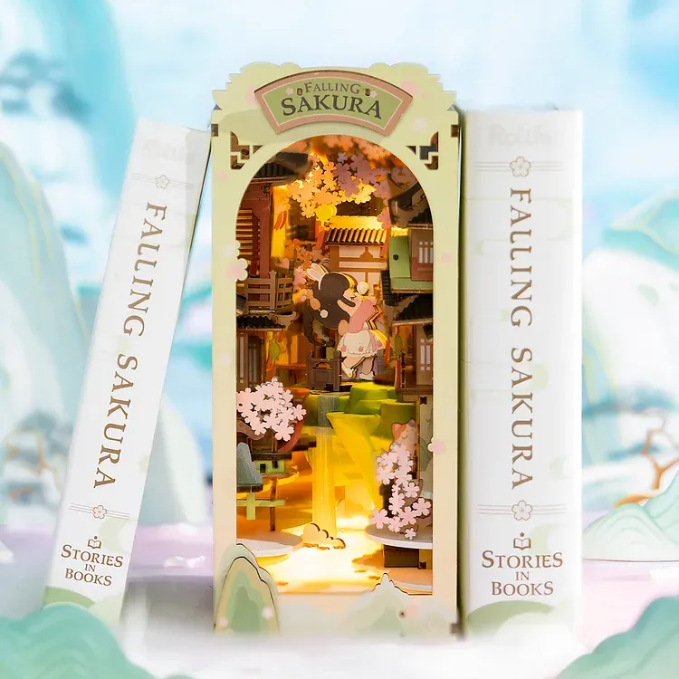 Falling Sakura - Fascinating Book Nook Shelf Insert